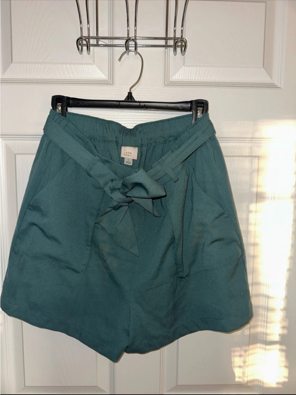 a new day Teal High-Waist Tie-Belt Mini Skirt